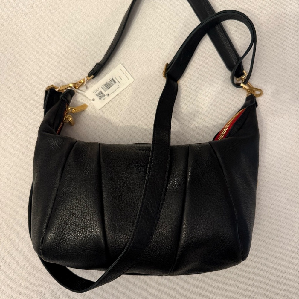 Hammitt Morgan Black Brushed Gold Red Zipper NWT